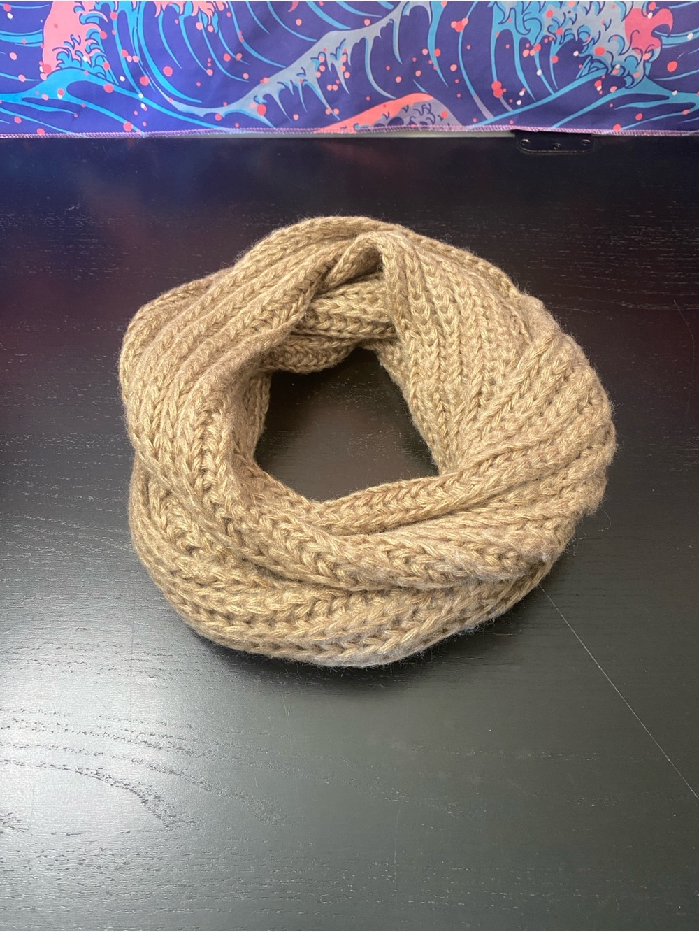 Soft Chunky Knit Infinity Scarf in Camel